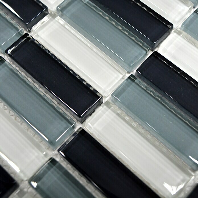 Mosaikfliese Stäbchen Crystal Mix XCM S828 (32,2 x 31 cm, Grau, Glänzend)