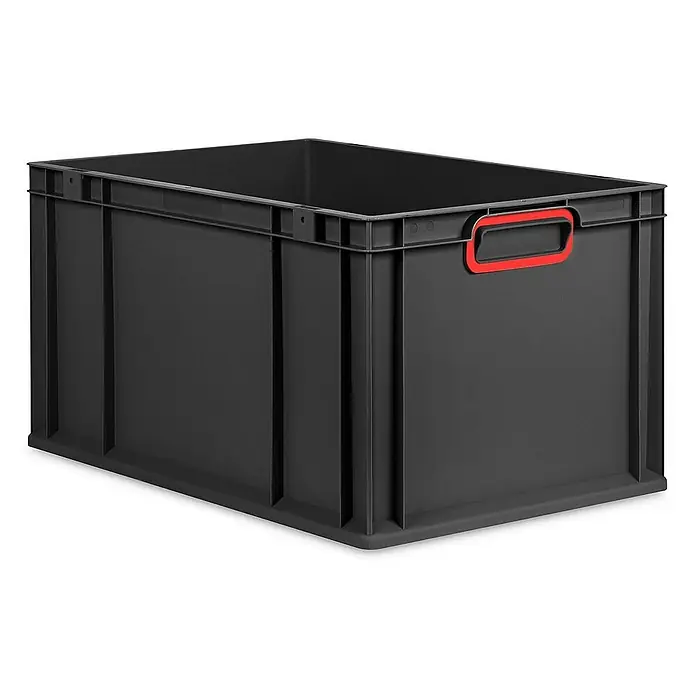 Proregal Eurobox Eurobox NextGen Color - L x B x H: 60 x 40 x 32 cm, Kunststoff, Schwarz, Rot - Dunkelgraue Kunststoffbox mit rotem Griff. Die robuste Box ist ideal für Lagerung und Transport und bietet viel Stauraum für diverse Gegenstände.