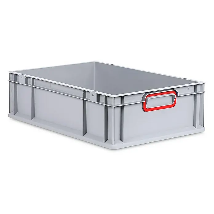 Proregal Eurobox Eurobox NextGen Color - Kunststoff, Grau, Rot - Graue Kunststoffbox mit roten Griffen, ideal für Lagerung und Transport verschiedener Güter, robust und langlebig für den täglichen Gebrauch.