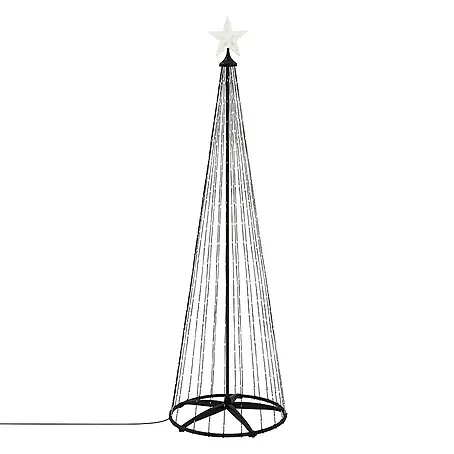 ECD Germany  Künstlicher Weihnachtsbaum Außen, Höhe 210 cm, 370 LED Warmweiß, Timer, Schwarz