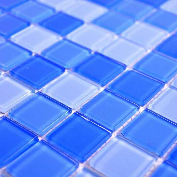 Mosaikfliese Quadrat Crystal Mix CM 4222 (32,7 x 30,2 cm, Hellblau, Glänzend)