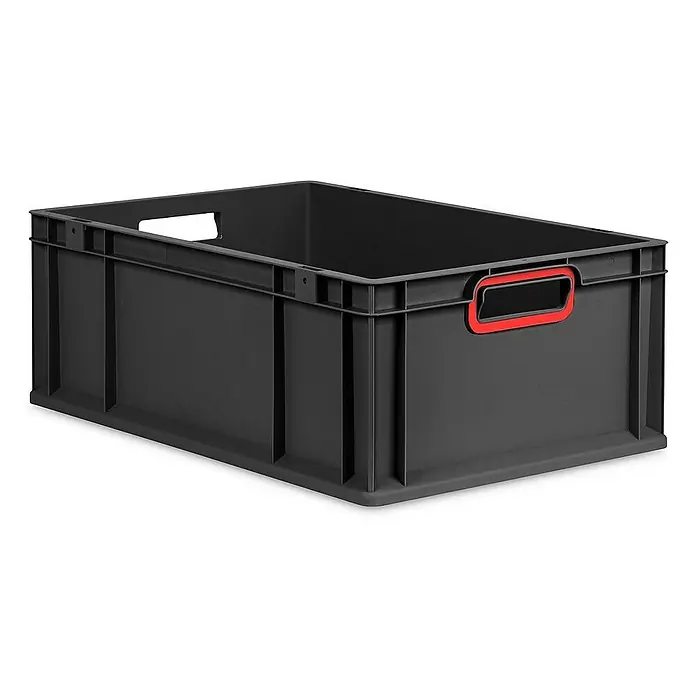 Proregal Eurobox Eurobox NextGen Color - L x B x H: 60 x 40 x 22 cm, Kunststoff, Schwarz, Rot - Schwarze Lagerbox aus Kunststoff mit roten Griffen, ideal für Organisation und Aufbewahrung von Gegenständen aller Art.