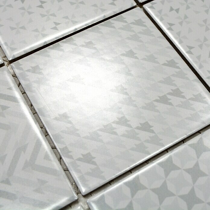 Mosaikfliese Quadrat Geo White GEOW (30 x 30 cm, Weiß, Glänzend)
