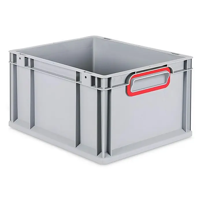 Proregal Eurobox Eurobox NextGen Color - L x B x H: 40 x 30 x 22 cm, Kunststoff, Grau, Rot - Graue Kunststoffbox mit rotem Griff. Ideal für Lagerung und Transport, robust und stapelbar für den gewerblichen oder privaten Gebrauch.