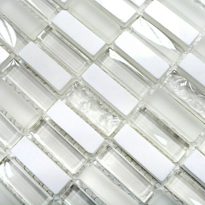 Mozaïektegel Staafjes Crystal Mix XCM XS66 (31,3 x 31,8 cm, Wit, Glanzend)
