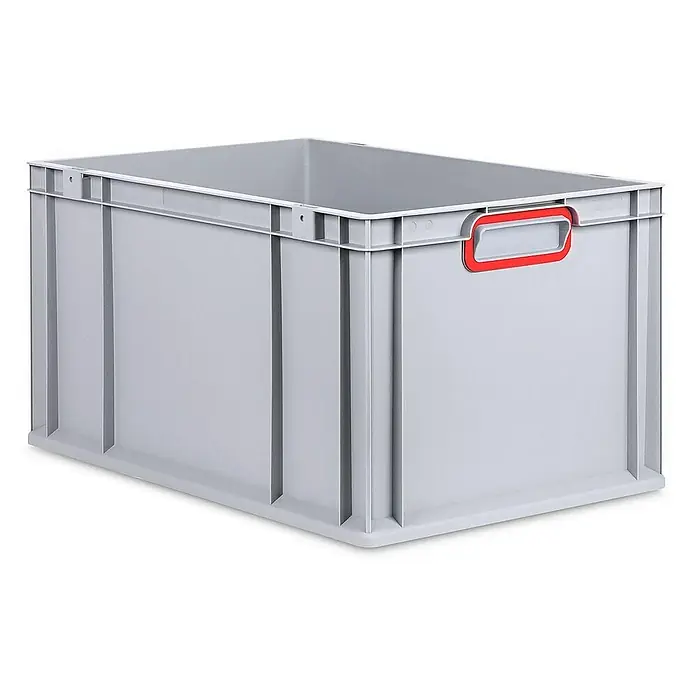 Proregal Eurobox Eurobox NextGen Color - L x B x H: 60 x 40 x 32 cm, Kunststoff, Grau, Rot - Graue Lagerbox aus Kunststoff mit roten Griffen, ideal für Organisation und Aufbewahrung in Lager und Werkstatt.