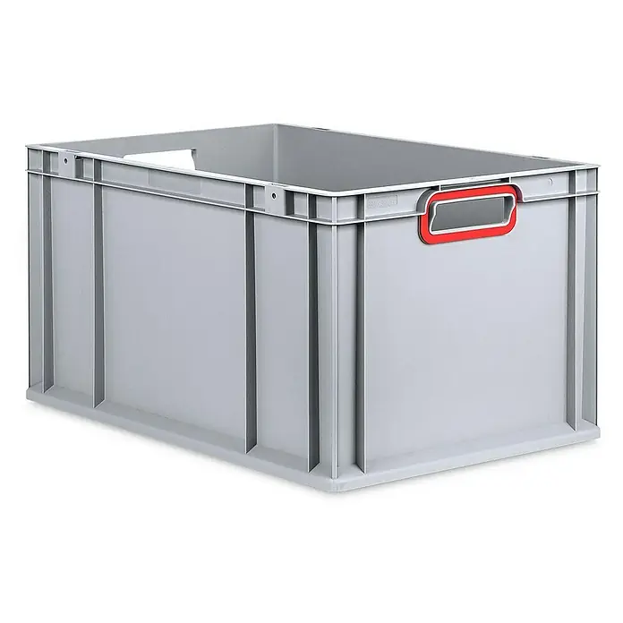 Proregal Eurobox Eurobox NextGen Color - L x B x H: 60 x 40 x 32 cm, Kunststoff, Grau, Rot - Graue Kunststoffbox mit rotem Griff. Ideal für Lagerung und Transport. Robustes Design für vielfältige Anwendungen.