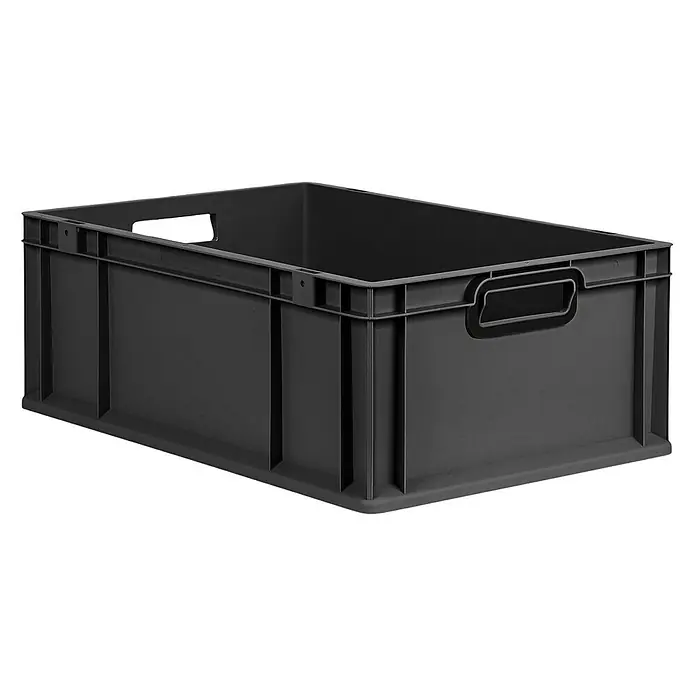 Proregal Eurobox Eurobox NextGen Color - L x B x H: 60 x 40 x 22 cm, Kunststoff, Schwarz, Schwarz - Ein rechteckiger, anthrazitfarbener Kunststoffbehälter mit integrierten Griffen für einfache Handhabung und Lagerung.