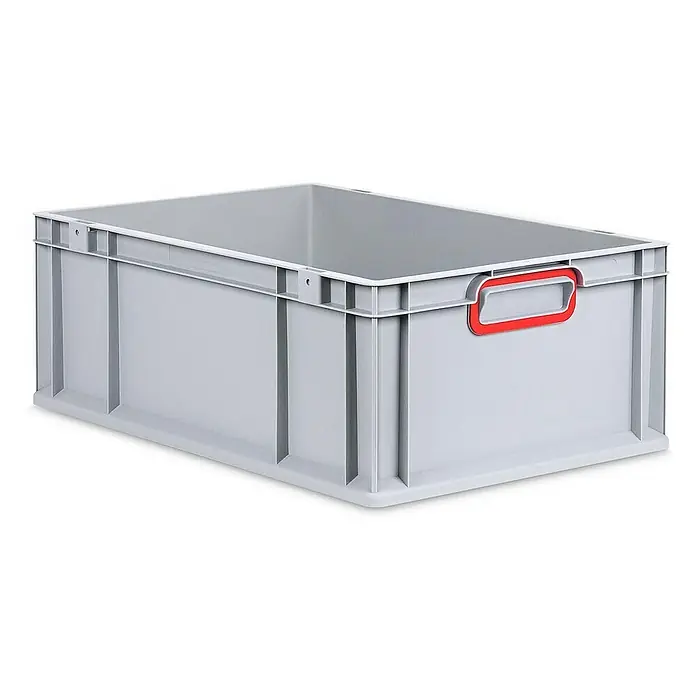 Proregal Eurobox Eurobox NextGen Color - Kunststoff, Grau, Rot - Grauer Kunststoffbehälter mit roten Griffen. Ideal für Lagerung und Transport, robust und vielseitig einsetzbar.