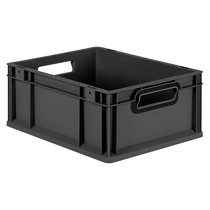 Proregal Eurobox Eurobox NextGen Color - L x B x H: 40 x 30 x 17 cm, Kunststoff, Schwarz, Schwarz - Eine graue Kunststoffbox mit Griffen, ideal für Lagerung und Transport von Gegenständen. Robuste Bauweise für vielfältige Einsatzbereiche.