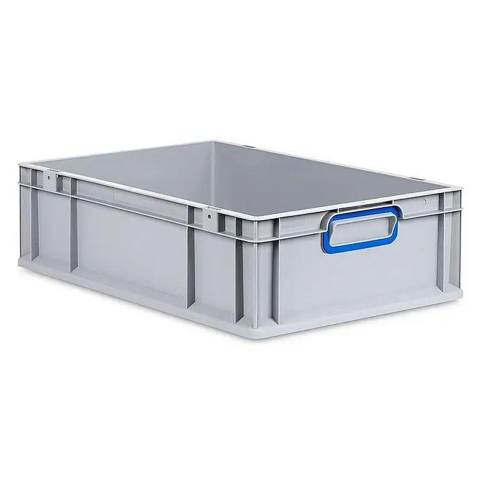 Proregal Eurobox Eurobox NextGen Color - L x B x H: 60 x 40 x 17 cm, Kunststoff, Grau, Blau - Grauer Kunststoffbehälter mit blauen Griffen. Das ist ein stabiler und vielseitiger Kasten für Lagerung und Transport, ideal für verschiedene Anwendungen.