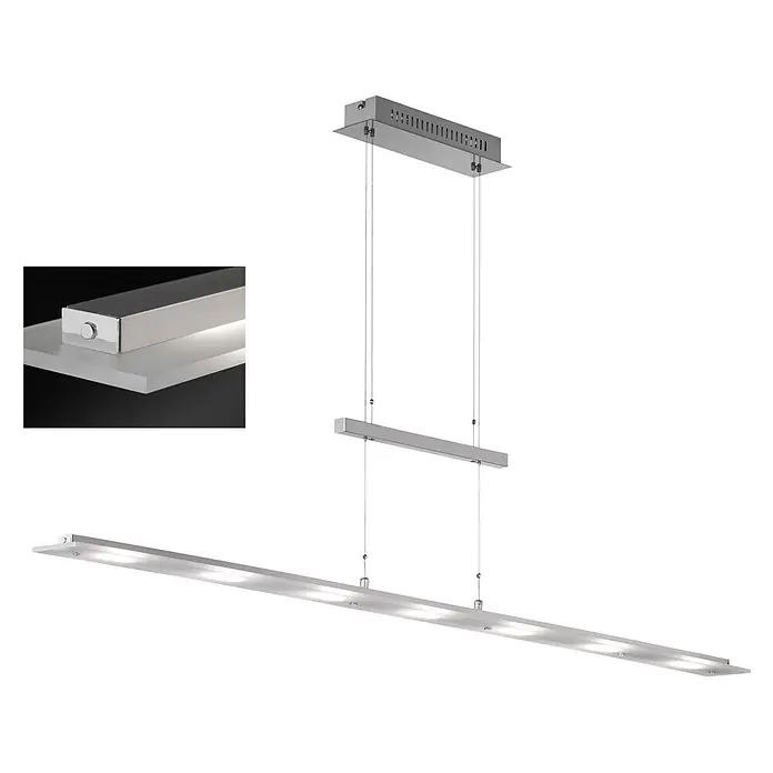 Fischer & Honsel LED-Pendelleuchte Largo - Warmweiß - Elegante, moderne LED-Hängeleuchte in Silber mit rechteckigem Design. Ideal für Esszimmer oder Wohnbereiche.