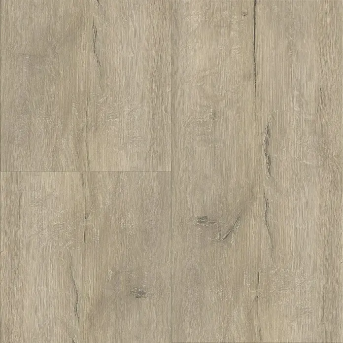 Living by Haro Hydrostar Designboden - Eiche Trient Grau, Landhausdiele, 1.282 x 235 x 6,5 mm - Nahaufnahme von vier Holzplanken in Beige mit subtilen Maserungen und natürlichen Holzeffekten für Bodenbeläge.