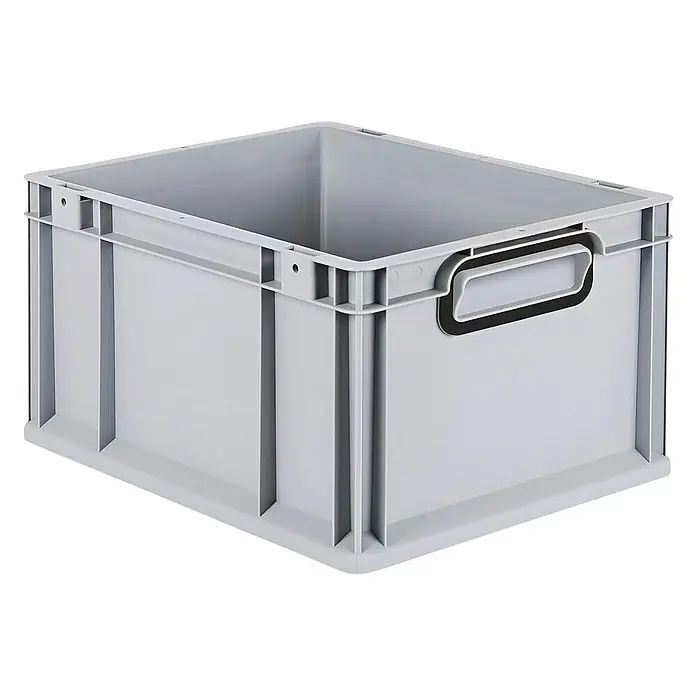 Proregal Eurobox Eurobox NextGen Color - L x B x H: 40 x 30 x 22 cm, Kunststoff, Grau, Schwarz - Ein grauer Eurobehälter aus Kunststoff mit praktischen Tragegriffen für Lagerung und Transport. Ideal für Industrie und Gewerbe.