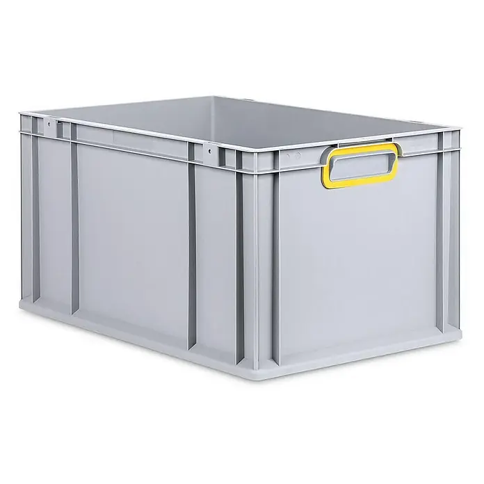 Proregal Eurobox Eurobox NextGen Color - L x B x H: 60 x 40 x 32 cm, Kunststoff, Grau, Gelb - Ein grauer Eurobehälter aus Kunststoff mit gelben Griffmulden. Ideal für Lagerung, Transport und Ordnung. Robust und stapelbar.
