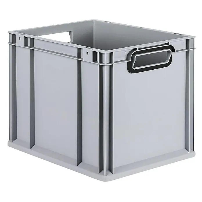 Proregal Eurobox Eurobox NextGen Color - L x B x H: 40 x 30 x 32 cm, Kunststoff, Grau, Schwarz - Ein grauer Kunststoffbehälter mit praktischen Griffen zur einfachen Handhabung und Lagerung von Gegenständen.