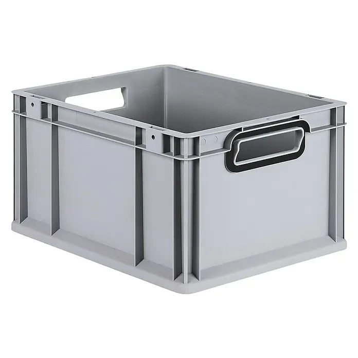 Proregal Eurobox Eurobox NextGen Color - L x B x H: 40 x 30 x 22 cm, Kunststoff, Grau, Schwarz - Helle, graue Kunststoffbox mit Griffen für einfachen Transport und Lagerung, ideal für Büro, Lager oder Haushalt.