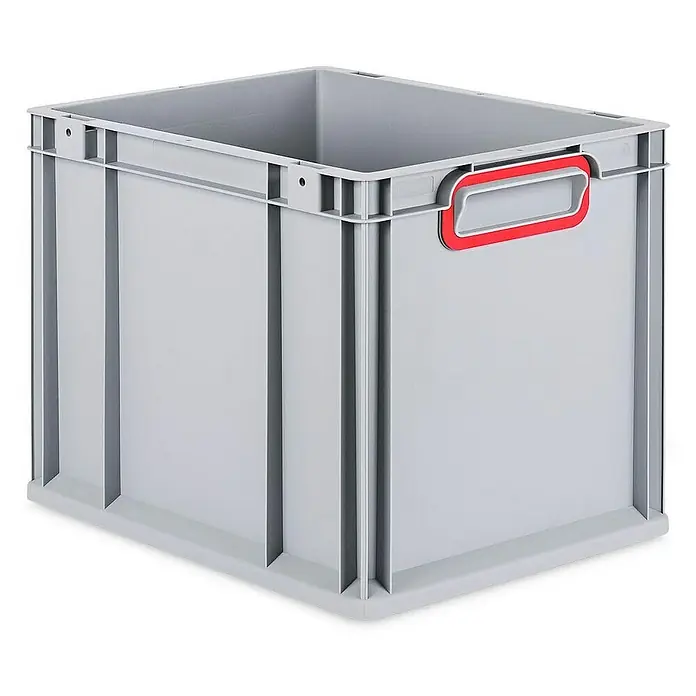 Proregal Eurobox Eurobox NextGen Color - L x B x H: 40 x 30 x 32 cm, Kunststoff, Grau, Rot - Graue Lagerbox aus Kunststoff mit rotem Griff, ideal für Ordnung und Lagerung. Robust und stapelbar für vielfältige Einsatzbereiche.