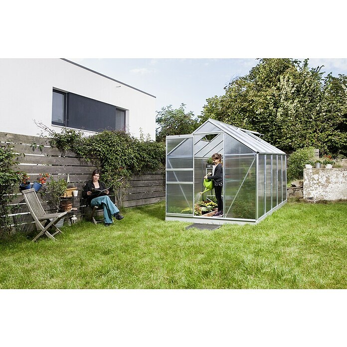 Vitavia Gewächshaus (3,21 x 1,95 x 1,97 m, Farbe: Silbergrau, Polycarbonat, 6 mm)