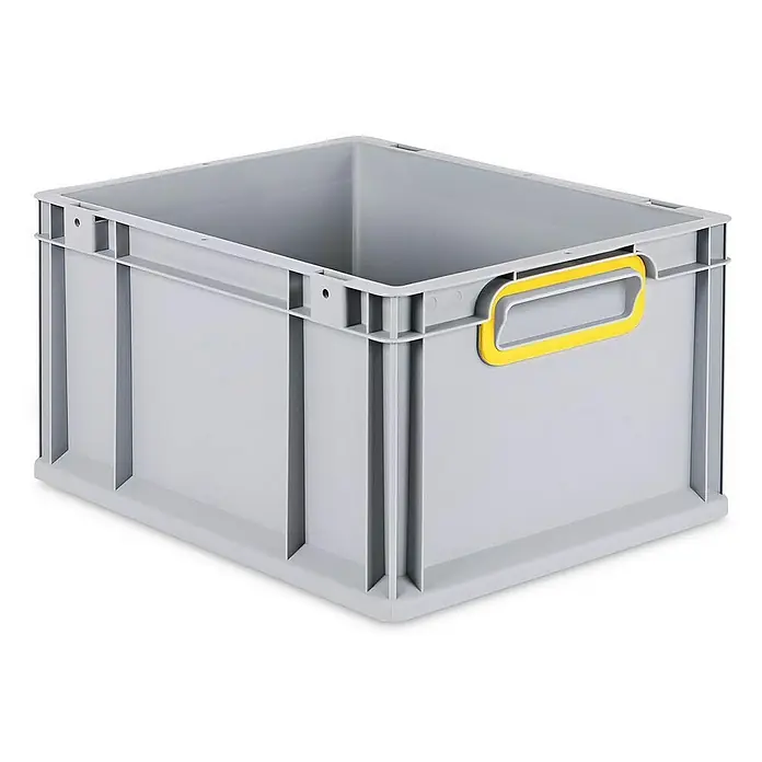 Proregal Eurobox Eurobox NextGen Color - L x B x H: 40 x 30 x 22 cm, Kunststoff, Grau, Gelb - Graue Kunststoffbox mit gelbem Griff, ideal für Lagerung und Transport. Stabil und praktisch.