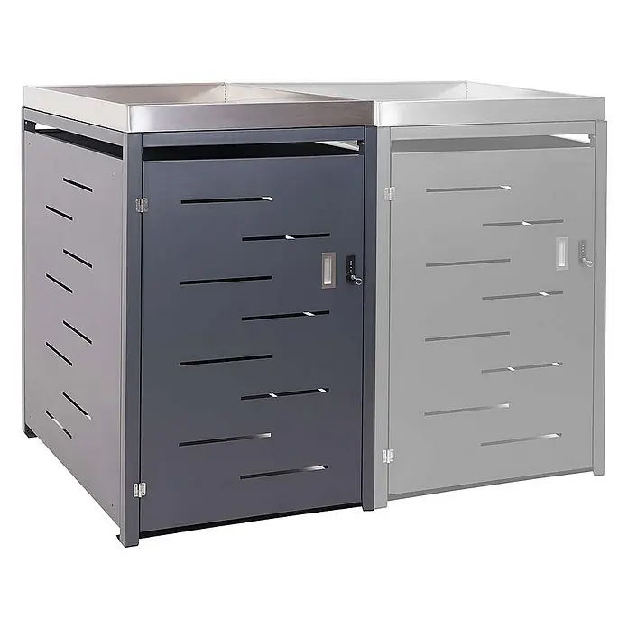 Proregal Mülltonnenbox 1er-Mülltonnenverkleidung - Metall, Edelstahl, Geeignet für Anzahl Mülltonnen: 1 Stk. - Mülltonnenboxen aus Metall in Grau- und Anthrazitfarben, mit modernen Schlitzdetails für eine stilvolle Abfallentsorgung.
