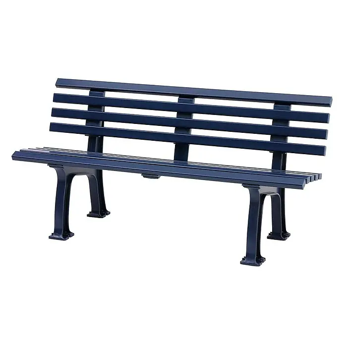 Proregal Gartenbank Antigua 3-Sitzer aus Kunststoff - Blau - Blaue Parkbank aus Metall mit Lattenmuster für den Außenbereich.