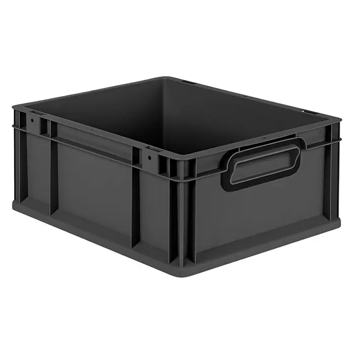 Proregal Eurobox Eurobox NextGen Color - L x B x H: 40 x 30 x 17 cm, Kunststoff, Schwarz, Schwarz - Graue Kunststoffbox mit Griffen für Lagerung und Transport. Robuste und stapelbare Lösung für Ordnung und Organisation von Gegenständen.
