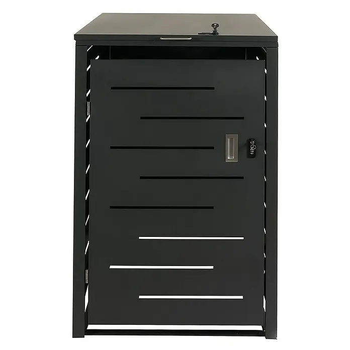 Proregal Mülltonnenbox XL 1er-/2er-Mülltonnenverkleidung - 71 x 98 cm, Metall, Anthrazit, Geeignet für Anzahl Mülltonnen: 2 Stk. - Hier ist eine stilvolle, abschließbare Fahrradbox in Anthrazit. Die Fahrradbox bietet sicheren Stauraum und fügt sich nahtlos in jedes moderne Zuhause ein.