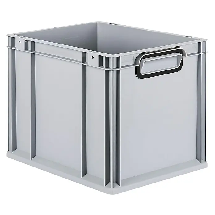 Proregal Eurobox Eurobox NextGen Color - L x B x H: 40 x 30 x 32 cm, Kunststoff, Grau, Schwarz - Ein grauer Kunststoffbehälter mit Griffmulden für den Transport. Ideal zur Lagerung und Organisation von Gegenständen.