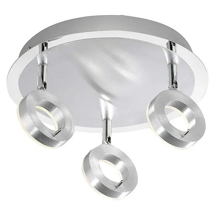 Paul Neuhaus Sileda LED-Deckenstrahler - 18 W, L x B x H: 33,5 x 33,5 x 16,5 cm, Aluminium matt, Warmweiß, Anzahl Leuchtmittel: 3 Stk. - Deckenleuchte mit drei ringförmigen LED-Spots. Die silberne Leuchte sorgt für modernes, helles Licht und ist ein Hingucker in jedem Raum.