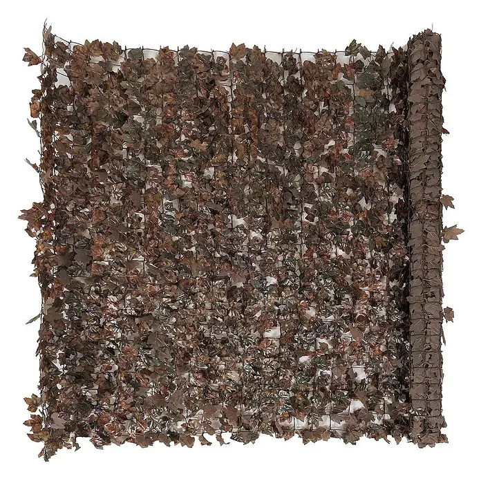 Proregal Sichtschutzelement Balkonsichtschutz - B x H: 500 x 150 cm, Kunststoff, Ahorn Braun - Künstlicher Efeu-Rollzaun mit dichten, braunen Blättern, ideal als Sichtschutz und Dekoration für Garten und Balkon.