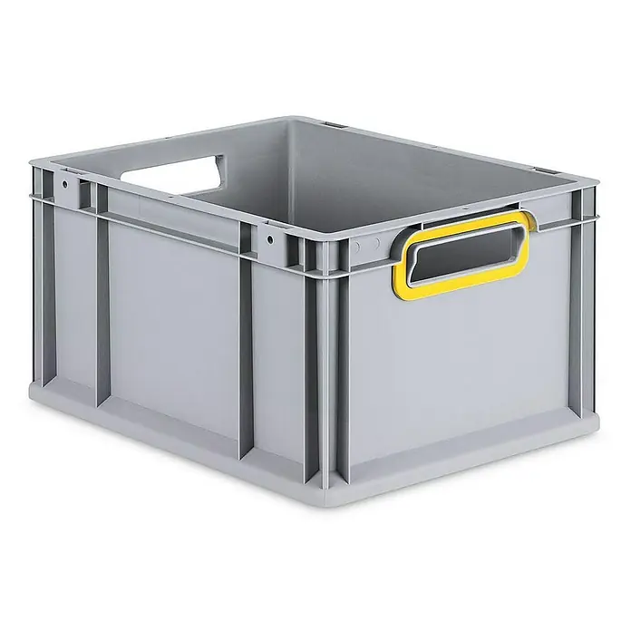 Proregal Eurobox Eurobox NextGen Color - Kunststoff, Grau, Gelb - Graue Kunststoffbox mit gelben Griffen, ideal für Lagerung und Transport. Robust und stapelbar für vielseitige Anwendungen.