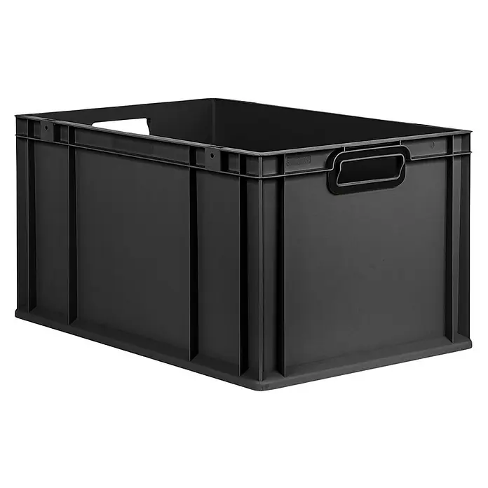 Proregal Eurobox Eurobox NextGen Color - L x B x H: 60 x 40 x 32 cm, Kunststoff, Schwarz, Schwarz - Ein schwarzer, rechteckiger Lagerbehälter aus Kunststoff mit Griffen und stabilen Seitenwänden für vielseitige Aufbewahrungslösungen.