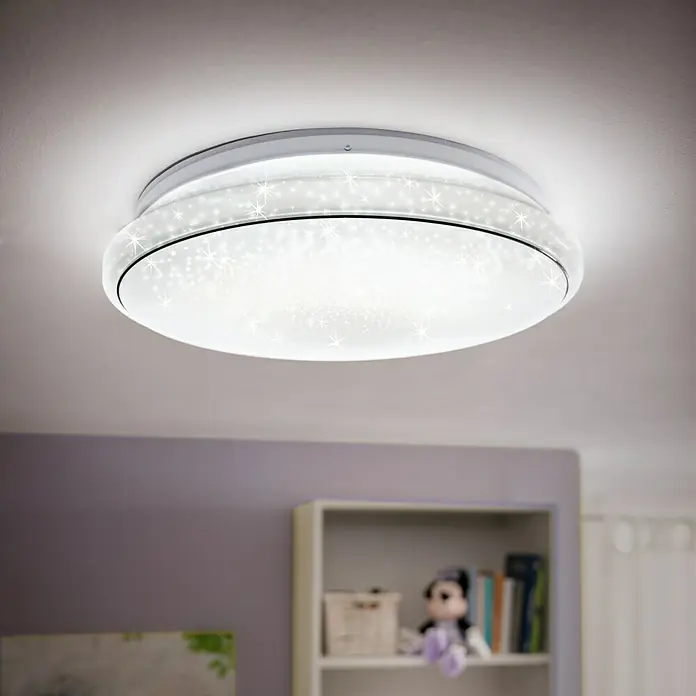 Just Light LED-Deckenleuchte rund Jupiter - 28 W, Weiß, Warmweiß, Durchmesser: 440 mm - Eine moderne LED-Deckenleuchte mit Sternenmuster sorgt für stimmungsvolle Beleuchtung in jedem Raum.