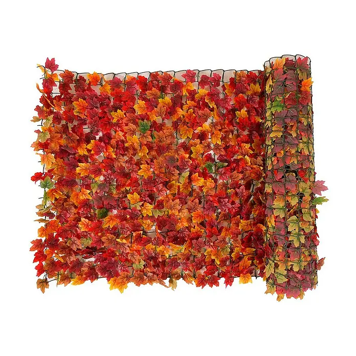 Proregal Sichtschutzelement Balkonsichtschutz - Kunststoff, Ahorn Rot-Gelb - Eine Rolle dekorativer, künstlicher Herbstlaub-Hecke für den Außenbereich, ideal als Sichtschutz und Gartendekoration.