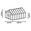 Vitavia Gewächshaus (4,45 x 2,57 x 2,3 m, Farbe: Aluminium, Polycarbonat, 4 mm)