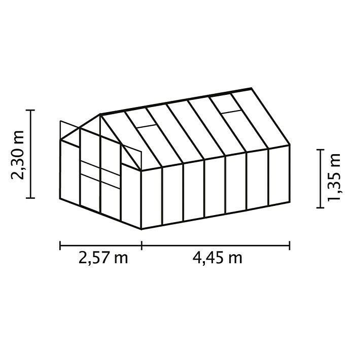 Vitavia Gewächshaus Mars 11500 Plus (4,45 x 2,57 x 2,3 m, Farbe: Anthrazit, Polycarbonat, 6 mm)