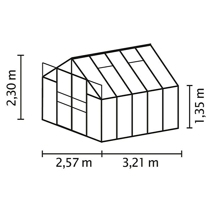 Vitavia Gewächshaus Mars 83003,21 x 2,57 x 2,3 m, Farbe: Schwarz, Polycarbonat, 6 mm Unknown