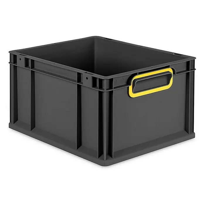 Proregal Eurobox Eurobox NextGen Color - L x B x H: 40 x 30 x 22 cm, Kunststoff, Schwarz, Gelb - Graue Lagerbox aus Kunststoff mit gelbem Griff für Lagerung und Transport. Ideal für Ordnung in Werkstatt und Lager.