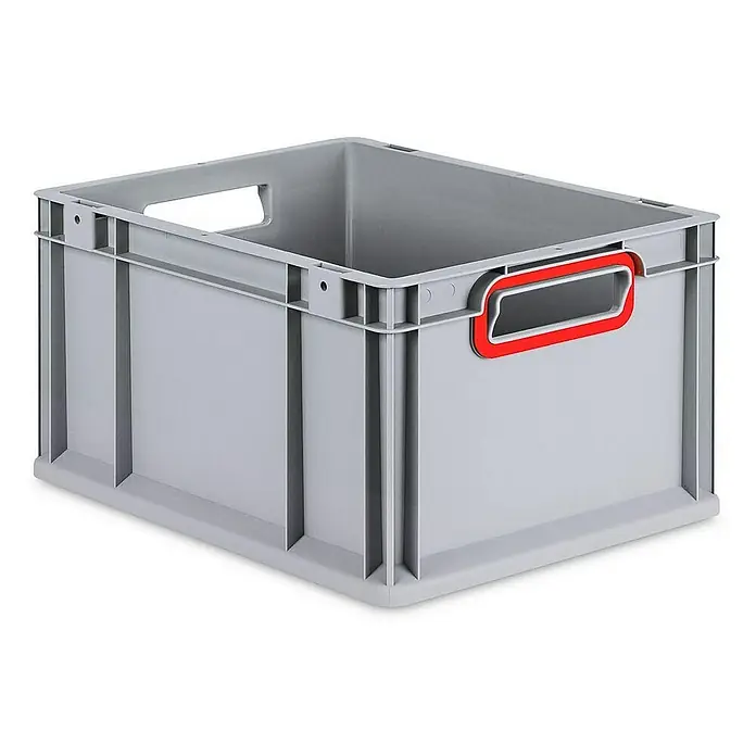 Proregal Eurobox Eurobox NextGen Color - Kunststoff, Grau, Rot - Graue Kunststoffbox mit roten Griffen und stabilen Seitenwänden für Lagerung und Transport. Ideal für Ordnung und Organisation.