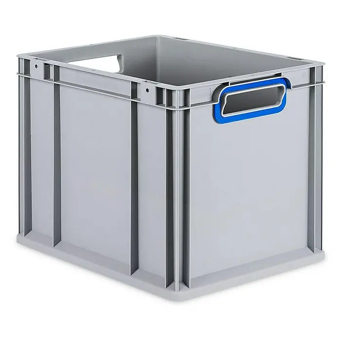 Proregal Eurobox Eurobox NextGen Color - L x B x H: 40 x 30 x 32 cm, Kunststoff, Grau, Blau - Graue Kunststoffbox mit blauen Griffen, ideal zur Aufbewahrung und Organisation von Gegenständen aller Art.
