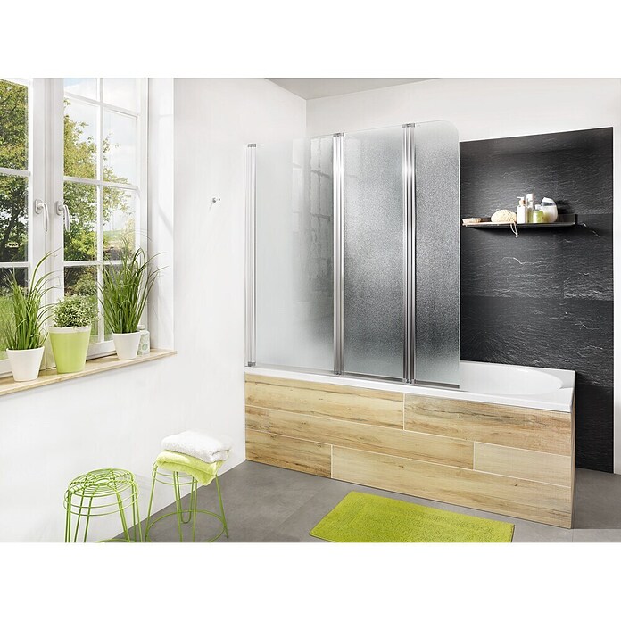 Camargue Paravan za kad  (Š x V: 130 x 140 cm, 3 kos, Motno steklo) | 3664 - Badewannenspritzschutz/Faltwand | DADB - Duschabtrennungen | DAD - Badausstattung | DA - Badausstattung/Bäderwelt | D - Sanitär | BAUHAUS
