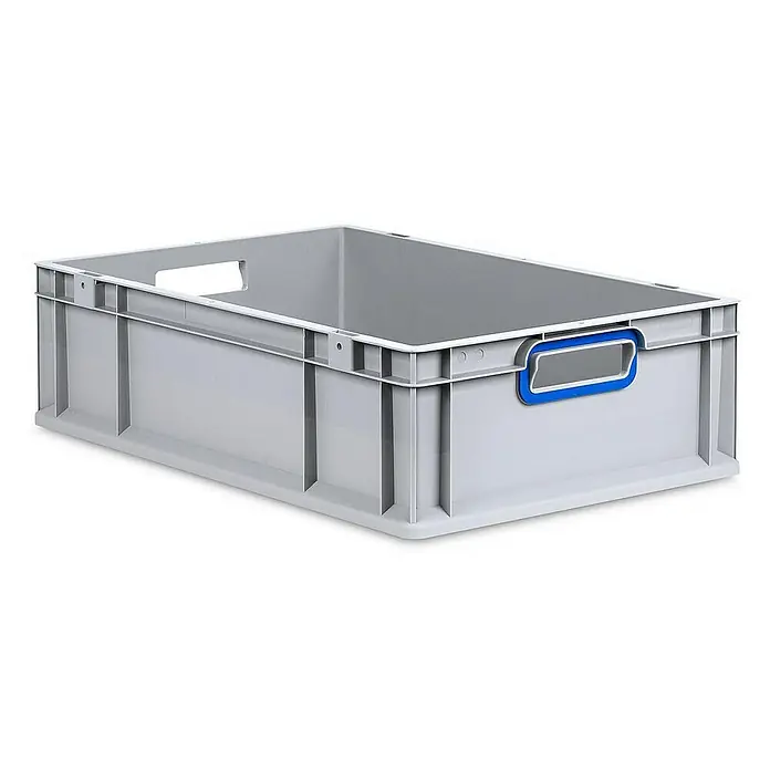 Proregal Eurobox Eurobox NextGen Color - L x B x H: 60 x 40 x 17 cm, Kunststoff, Grau, Blau - Helle, graue Eurobox aus Kunststoff mit blauem Griff für Lagerung und Transport. Ideal für Industrie und Gewerbe.