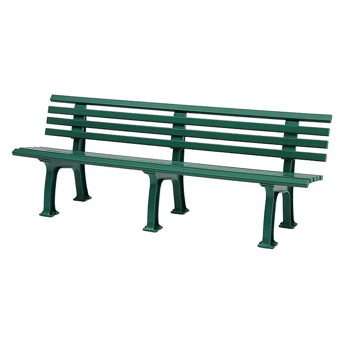 Proregal Gartenbank Antigua 4-Sitzer aus Kunststoff - Grün - Grüne Parkbank mit Lattenrost für Sitz- und Rückenlehne für den Außenbereich, ideal für Parks und Gärten.