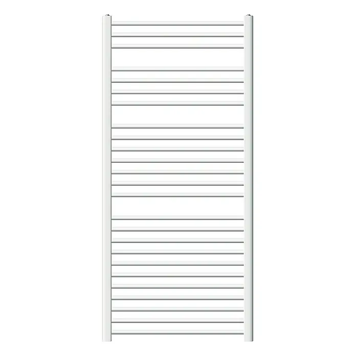 LuxeBath Elektro-Badheizkörper Handtuchwärmer Elektrisch Seitenanschluss mit Heizstab 900W gerade - B x H: 75 x 150 cm - Weiße Handtuchheizung mit horizontalen Stangen, ideal für jedes moderne Badezimmer. Bietet Wärme und Funktionalität.\n