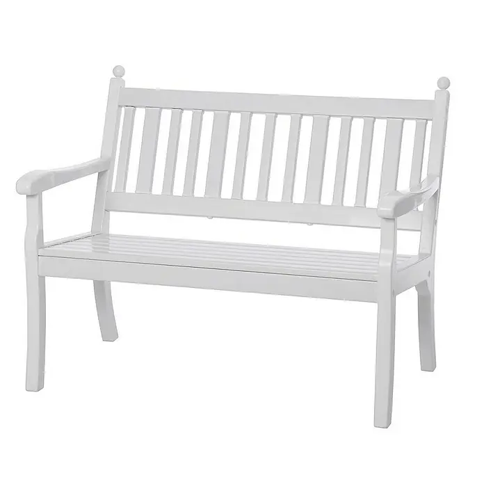 Proregal Gartenbank Aruba 2-Sitzer aus Kunststoff - Weiß - Weiße Gartenbank mit Lattenrost und Armlehnen. Ideal für den Garten, die Terrasse oder den Balkon. Gemütliche Sitzgelegenheit im Freien.