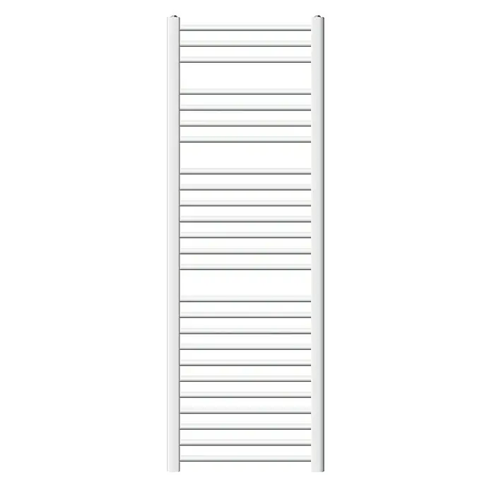LuxeBath Elektro-Badheizkörper Handtuchwärmer Elektrisch Seitenanschluss mit Heizstab 1200W gebogen - B x H: 50 x 150 cm - Weißer Handtuchwärmer mit horizontalen Sprossen. Ideal zum Trocknen und Wärmen von Handtüchern im Badezimmer.