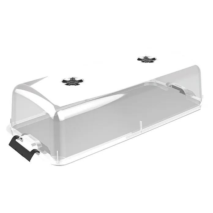 Elho Green Basics Tapa de mini invernadero - 75 x 37 cm - Un propagador rectangular transparente con tapa blanca y dos pomos de ventilación negros. Ideal para cultivar plantones y esquejes.