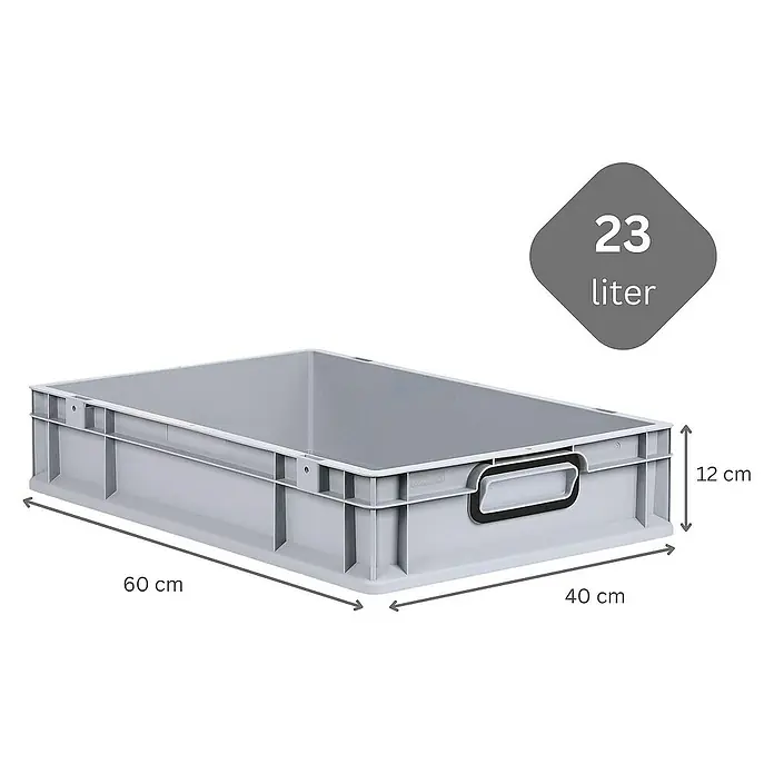 Proregal Eurobox Eurobox NextGen Color - L x B x H: 60 x 40 x 12 cm, Kunststoff, Grau, Schwarz - Graue Kunststoffbox mit den Maßen 60 x 40 x 12 cm und einem Fassungsvermögen von 23 Litern.