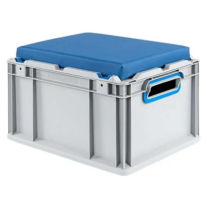 Proregal Eurobox Eurobox NextGen Seat Box Blau - L x B x H: 40 x 30 x 26,5 cm, Kunststoff, Grau, Blau - Aufbewahrungsbox aus Kunststoff mit blauem Sitzpolster für zusätzlichen Komfort und Funktionalität.